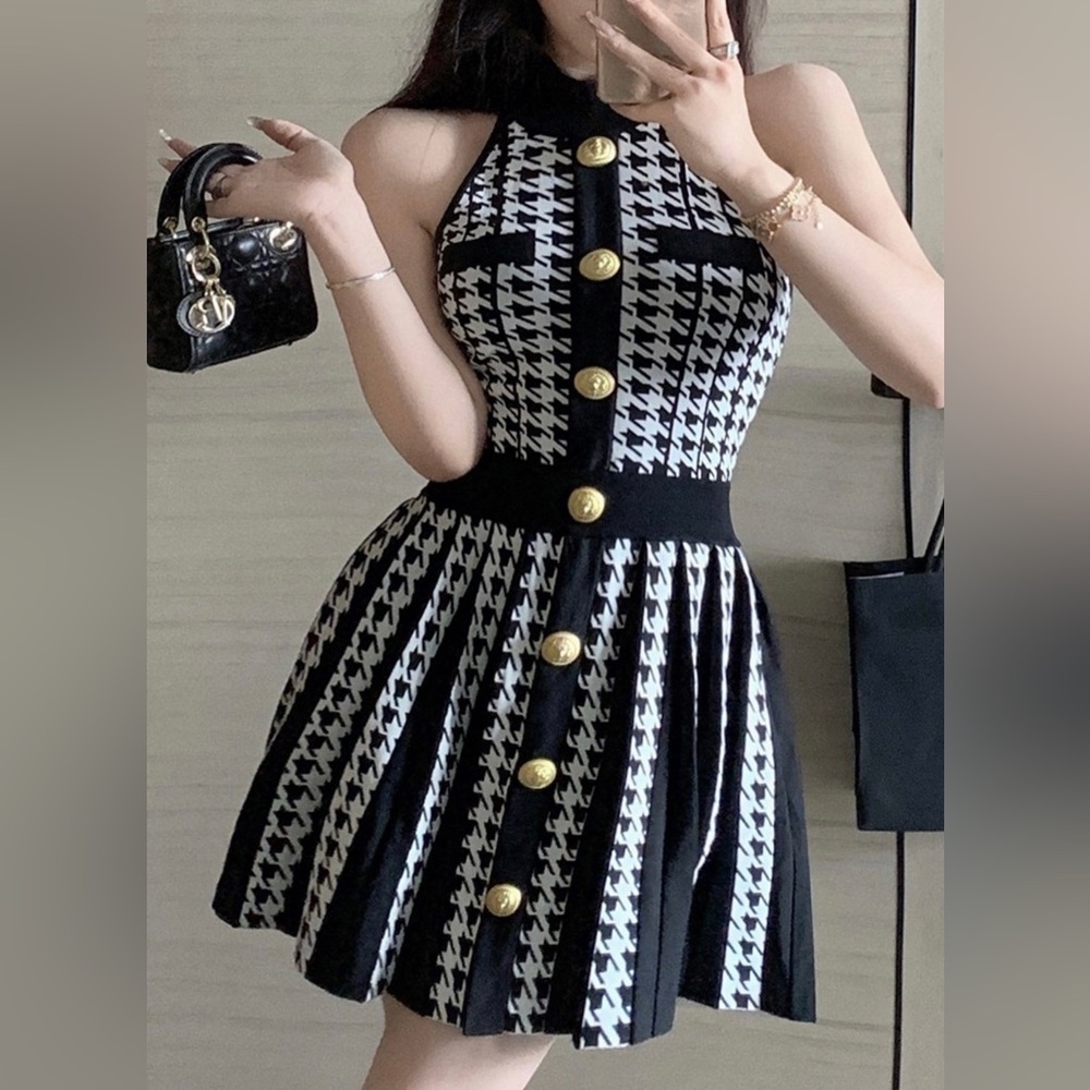 Black and White Houndstooth Dress
